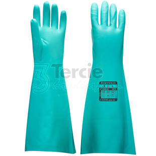 A813 nitrilová rukavice chemicky odolná,délka 480 mm,tloušťka 0,55mm,EN388(4102X),EN374-1;5(Typ A)