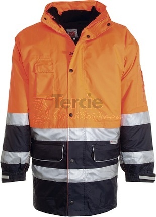 SECURITY vel.M,oranžová fluo/námořnická modrá reflexní Hi-Vis parka, EN ISO 343 3:1